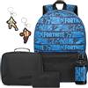 Get Trend Fortnite Zaino Ragazzo Set, 6 Pcs Grande Zaino Scuola 46cm, Borsa Termica Porta Pranzo, Borraccia Bambini, Astuccio Scuola e Portachiavi, Regalo Bambini