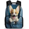 TPISLI Zaino Scolastico Kawaii Corgi Puppy Bambino Bambina 6-11 Anni Borsa Scolastica 3D Dog Elementare Bookbag, Schienale Imbottito Dettagli in Feltro Ritorno a Scuola