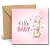Edition Seidel Premium biglietto d'auguri quadrato per la nascita con busta. Biglietto messaggio in inglese Hello Baby femminuccia coniglietto piccolo miracolo (EQ195 SW026)