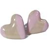 Generico Orecchini a lobo a forma di cuore fatti a mano Beige e Rosa/Lilla