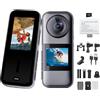Nvgfelis Action cam a doppio schermo, 1080P HD e 16MP,Fotocamera Subacquea con Scheda di Memoria 32GB, batteria 1350Mah e più accessori