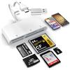 Quanlex Lettore di schede di memoria 5 in 3, adattatore USB OTG Lightnin-Type C-USB A a SD/TF/CF/Micro SD/XD/MS, lettore di schede multiplo per iPhone/iPad/Android/MacBook/PC con Windows/Mac/Linux/Android