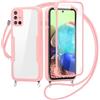 FERLAN Cover per Samsung Galaxy A71 4G con Cordino, 360 Gradi Antiurto Custodia con Protezione Schermo Integrata Trasparente Rugged TPU Bumper Doppia Protettiva Cover per Samsung Galaxy A71 4G -Rosa