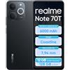 realme Note 70T 4+128GB Smartphone, Display HD da 6,75'' a 90Hz, Batteria ad Alta Capacità da 6000mAh, Protezione ArmorShell, Chipset Octa-core T7250, NEXT AI, IP54,Nero Ossidiana,Senza Caricabatterie