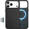 SHIELDON Custodia Vera Pelle per iPhone 18 Pro Max/iPhone 17 Pro Max 6,9 | Compatibile per MagSafe, Custodia Magnetica Ricarica Wireless, Antiscivolo, Anti-Graffio, Bottoni in Metallo, Antiurto, Nero