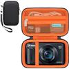 RAIALL Custodia per fotocamera digitale Canon PowerShot SX740 HS/ SX730 HS/ SX720 HS/ SX620 HS, custodia rigida da trasporto per videocamera 4K, borsa da viaggio protettiva, Nero + Arancione