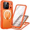 Lanhiem Cover per iPhone 18 Pro/iPhone 17 Pro IP68 Impermeabile Antiurto | Arancione,Resistente,Waterproof,360 Completa,Integrale,Protezione Dello Schermo,Mag-Safe,Antipolvere,Anti Urto,Subacquea