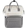 LOVEVOOK Zaino Donna Porta PC Antifurto Impermeabile, Zaino per Laptop 15.6 Pollici con Tasche Organizzate, Borsa da Viaggio Lavoro Ufficio Università Business, Beige e Grigio