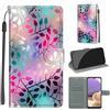 KENHONER Custodia per Samsung Galaxy A32 5G, foglia | Portafoglio Pelle PU, Magnetica, Resistente Agli Urti, Scomparto Carte Credito, Pieghevole, Flip Libro, Motivo