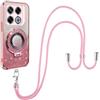 SNCLET Adesivi Glitterati Bumper Cover per Infinix GT 20 Pro Custodia con Cordino Silicone TPU Morbido Pieghevole Supporto ad Anello Creativo Corda Cordino Telefono Custodia per Infinix GT 20 Pro,Rosa