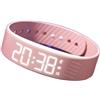 Allthingstore Braccialetto Smart Impermeabile con Sveglia Silenziosa a Vibrazione, Monitor del Sonno, Orologio Multifunzione, Cronometro, Rilevamento Distanza, Contapassi, Ricarica USB (Rosa)