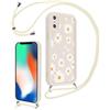 Vxinvnoi Cover Cordino per iPhone X/iPhone XS 5,8, Aesthetic Fiori Disegni Ragazze Custodia con Corda Collana Tracolla Laccio, Silicone Morbido TPU Bumper Antiurto Protettiva Case per iPhone X, Beige