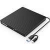 Kadlun External DVD Drive External USB 3.0 Type-C Portable CD RW Masterizzatore con 4 porte USB e lettore di schede SD/TF, External CD Drive per laptop, Desktop, PC, MacBook, Win11/10/8/7/XP, Linux, Mac OS