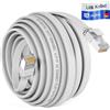 HB-Digital 15m Patch Cable CAT.7 LAN Flat U/FTP Network Cable 2x RJ45 Plug Copper Profi Slim flessibile 10 Gbits Ethernet Port 600 MHz Internet-cable PC Router Switch Modem TV Console bianco