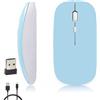 iSTYLE Mouse Senza Fili Ricaricabile, Bluetooth e 2.4GHz con Mini Ricevitore USB, 1600 DPI Tracciamento Ottico, Mouse Silenzioso per Mac, PC, iPad, Laptop, Tablet(Blu)