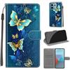 KENHONER Custodia per Xiaomi Redmi Note 13 Pro 5G, Farfalla | Portafoglio Pelle PU, Magnetica, Resistente Agli Urti, Scomparto Carte Credito, Pieghevole, Flip Libro, Motivo