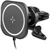 LogiLink PA0329 - Supporto magnetico per smartphone da auto con ricarica wireless ad alta velocità, con protezione da sovratensione