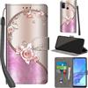 PHINIENLAND Cover per Oppo A53 / A53s / A32 4G custodia portafoglio Rosa | 3 scomparti carte, 1 tasca banconote, Chiusura magnetica, Supporto, Pelle PU flip cover per Oppo A53 / A53s