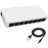 XMSJSIY Interruttore Ethernet a 8 porte RJ45 di rete splitter Hub 10/100Mbps non gestito Home Office Ethernet Hub per router Laptop Dispositivi Internet, 1 PC