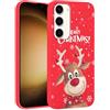 Yoedge Natale Cover compatibile con Samsung Galaxy S24 5G 6,2, Custodia in Silicone Ultra Sottile Rosso con Cartoon Natalizie Disegni, Morbida Antiurto Protettiva Case per Samsung S24, Cervo 10