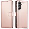 JUNETOP Cover per Samsung Galaxy A37 5G/A36 5G, Custodia Libro Oro Rosa