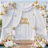 gogoparti Tende bianche per feste, 3 x 4,3 m, effetto seta, senza pieghe, per matrimoni, banchetti, compleanni, baby shower, decorazione per la casa, 2 pannelli