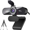 Siottw Webcam 1080P Pro HD con microfono stereo, grandangolo 110°, copertura privacy, treppiede, per conferenze, live streaming, registrazione, compatibile con Skype/Zoom/YouTube