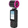 VBESTLIFE Fotocamera Portatile con Ventola Videocamera POV 4K 64MP, Obiettivo Rotante a 180°, con Display Digitale della velocità, per Viaggi All'aperto (BLACK)