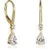 Diamond Treats Orecchini Pendenti Donna Argento 925 Placcato Oro con Zirconia Cubica Trasparente Goccia 6x8 mm e Monachella