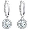 KristLand Donne Eleganti Orecchini con AAA Zirconia Forma Orecchini con Wei Gold Plated Weddings Gioielli di Lusso Delle Donne Scatola Regalo Bianco Rotondo Pendente