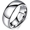 Epinki Anello per Fidanzamento in Tungsteno per Uomo e Donna 8mm, Semplice Lucido a Cupola Argento Anello a Fascia Misura 22