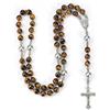 Jovivi Rosario cattolico collana occhio di tigre pietra vulcanica collana con ciondolo a forma di croce da uomo collana di perle da preghiera cattolica amuleto gioielli per donne e uomini, 66.04cm