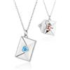 Dacomfy Collana Medaglione Foto Personalizzata Ciondolo Busta con Foto Pietra di Nascita a Cuore Collana Regalo per Mamma, Moglie o Fidanzata (Argento)
