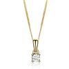 MIORE Ciondolo Oro Giallo 14KT con catena Argento 925 placcata oro 18kt Collana Donna con Ciondolo con Diamante taglio brillante 0,15 ct 45 cm, Gioiello Anallergico, consegnato in astuccio portagioie