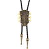 COOLLA Cravatta a forma di chitarra, in pelle, stile cowboy Rodeo, cravatta a bolo, stile western per uomini e donne, colore bronzo