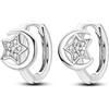 NARMO Orecchini da donna Sterling argento 925 colorato zircone cubico cuore,Orecchini Small Star Moon,Orecchini circolari donna Orecchini, Argento sterling, Zirconia cubica