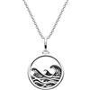 Dew Collana con ciondolo a forma di disco dell'onda dell'oceano, 45,7 cm, in argento Sterling, con dettaglio ondulato ossidato, idea regalo per viaggiare, Argento sterling