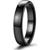 Epinki Anello per Fidanzamento in Tungsteno per Uomo e Donna 4mm, Semplice Lucido a Cupola Nero Anelli Fedi Nuziali Gioielli Misura 7