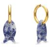 SINGULARU - Orecchini Carmen True Pesce. Acciaio con Placcatura in oro 18 kt e Pietra naturale. Gioielli da donna.
