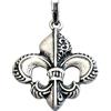 Germanenschmuck Fleur de Lys - Ciondolo a forma di giglio L, 38 x 39 mm - 925, finitura argento anticato, design vintage su entrambi i lati, gioielli araldici da uomo e da donna