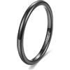 Epinki Fede Anello in Tungsteno per Donna e Uomo 2mm, Semplice Lucido a Cupola Nero Anelli Fidanzamento Matrimonio Gioielli Misura 26