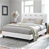 YIDATONG Letto Imbottito Matrimoniale 160x200 cm, Telaio del letto per Adulti con Rete a Doghe in Legno, Telaio Letto in Metallo con Testiera, Struttura letto con Contenitore Spazio, Facile da Montare