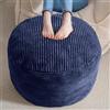 HIGOGOGO Pouf in velluto a coste, poggiapiedi rotondo con imbottitura in schiuma, 50 x 35 cm, sgabello da pavimento, poggiapiedi per soggiorno, blu navy