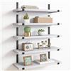 BAKAJI Set 5 Mensole da Parete in Legno con Staffe in Metallo, Scaffali da Muro Resistenti, Organizer Salvaspazio Design Minimal con Accessori di Montaggio, 40 x 12 x 1,5 cm (Bianco)