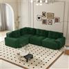 Yihomfy Divano ad angolo convertibile a 4 posti 295 cm, divano compresso modulare in schiuma, seduta profonda 74 cm, velluto a coste, senza ossatura, comfort cloud per grande soggiorno, verde