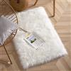 HEQUN Tappeto in pelle di pecora sintetica,Tappeto in finta pelliccia,confortevole sensazione come l'uomo realizzato in lana di lusso genuina (bianco, 75 x 120 cmquadrato)