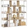 eSituro Libreria 14 Cubi 4 Livelli 120x30x120 cm | Legno ingegnerizzato; Rovere Chiaro Bianco; Moderno; Soggiorno camera; Montaggio facile