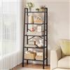 Hoctieon Scaffale a Scala Industriale 5 Livelli Stretto, Libreria Alta Aperta in Metallo per Soggiorno, Ufficio Domestico, Cucina, Camera da Letto,Nero