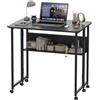 HUOLE Tavolo Rotolante per Letto Divano, Ufficio Gamer, Tavolo Computer Ergonomico con Supporto per Monitor, per Soggiorno, Camera da letto, 80 x 58 x 75 cm, Nero