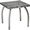 Outsunny Tavolino in Rattan Sintetico da Esterno, Giardino, Terrazzo Impermeabile Grigio 45x45x44cm